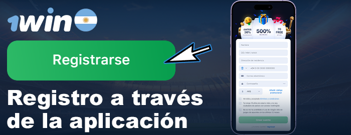 Registro en la app móvil 1win